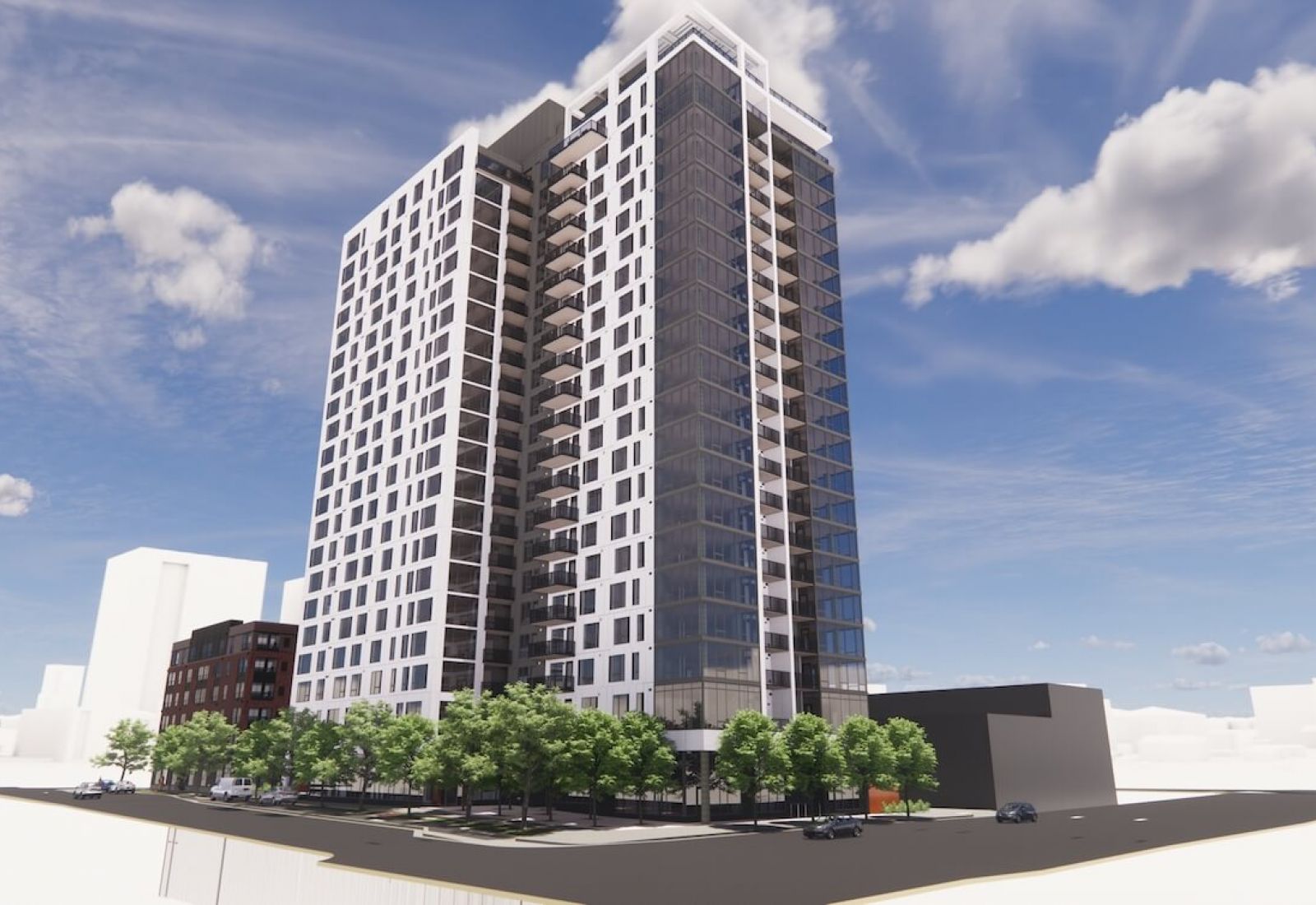 O2 Apartments exterior rendering